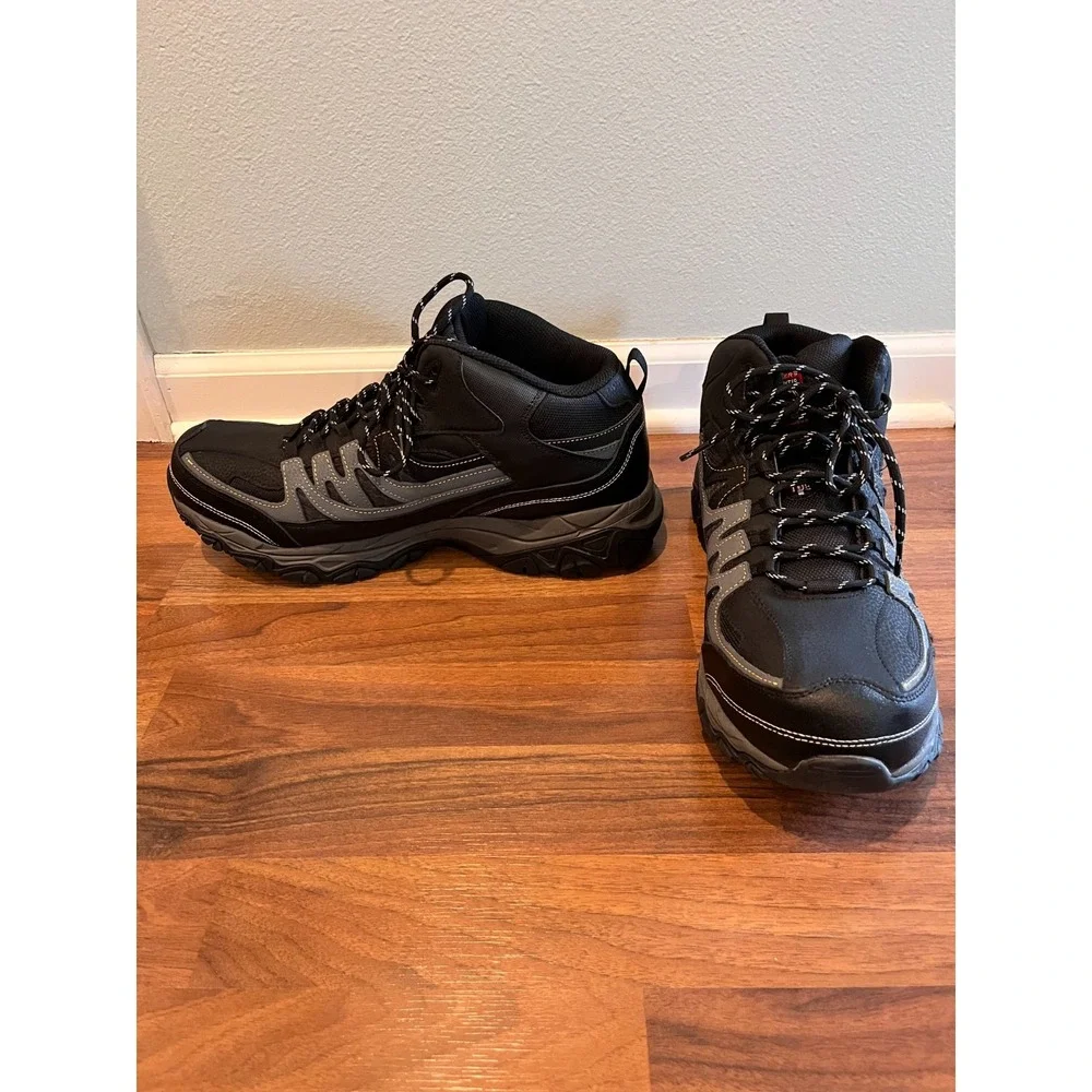Skechers Holdredge Rebem Steel Toe Work Boot Mens 14 Black Charcoal 77108